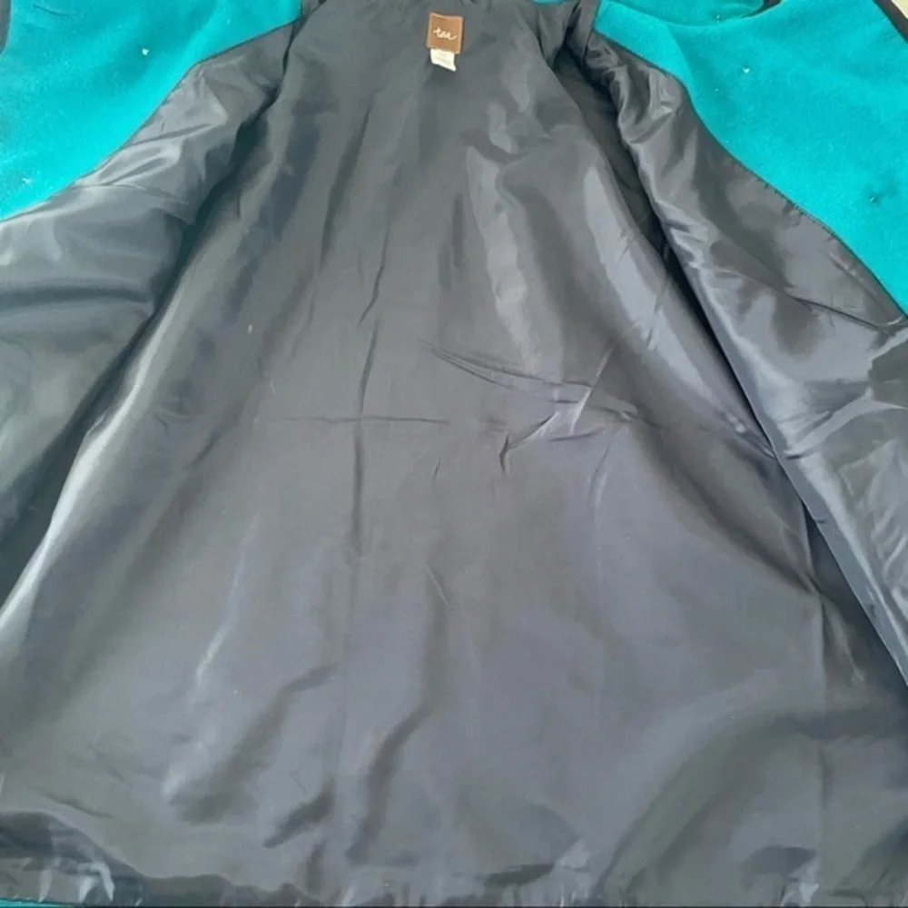 Tea collection teal wool blend hooded cape coat jacket size girls Large‎